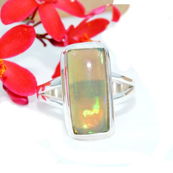 Ethiopian opal Gemstone Ring, Opal 925 Sterling Silver Ring, Natural Opal Ring - Picture 3 of 6